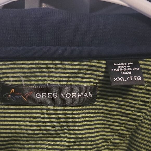 Greg Norman Green and Blue Striped Polo Shirt XXL - Picture 2 of 3